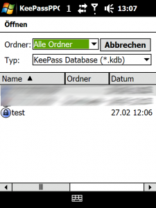 KeePass Datenbank öffnen